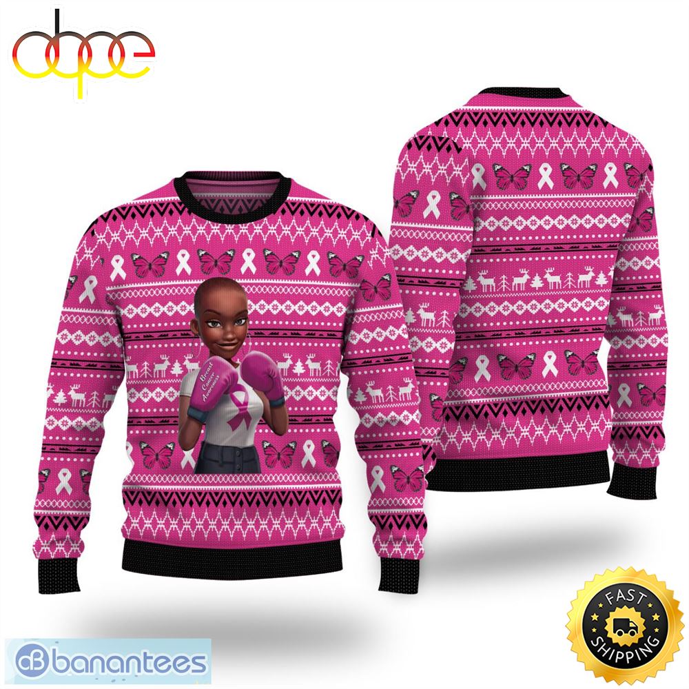 Black Queen Breast Cancer Awareness Christmas Ugly Sweater –  Musicdope80s.com