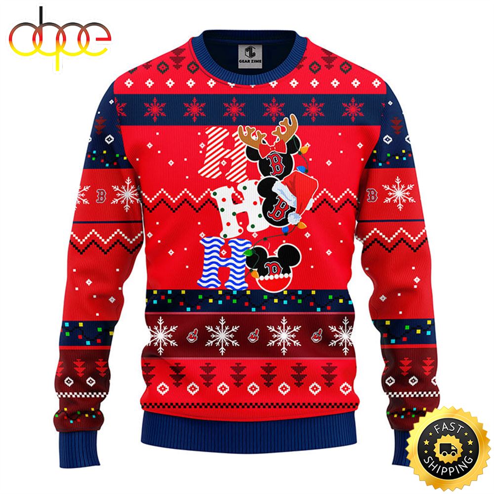 Boston Red Sox Hohoho Mickey Christmas Ugly Sweater 1 Lzigdo