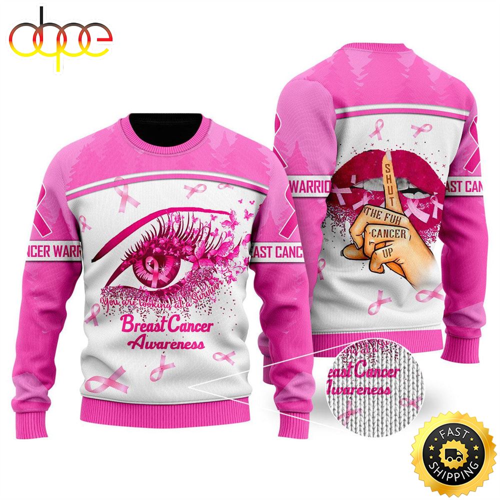 Breast Cancer Awareness Ugly Christmas Sweater For Women Plirbg