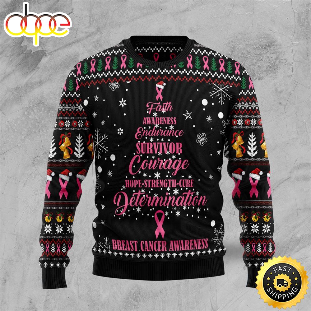 Breast Cancer Christmas Tree Ugly Christmas Sweater Cgqvww