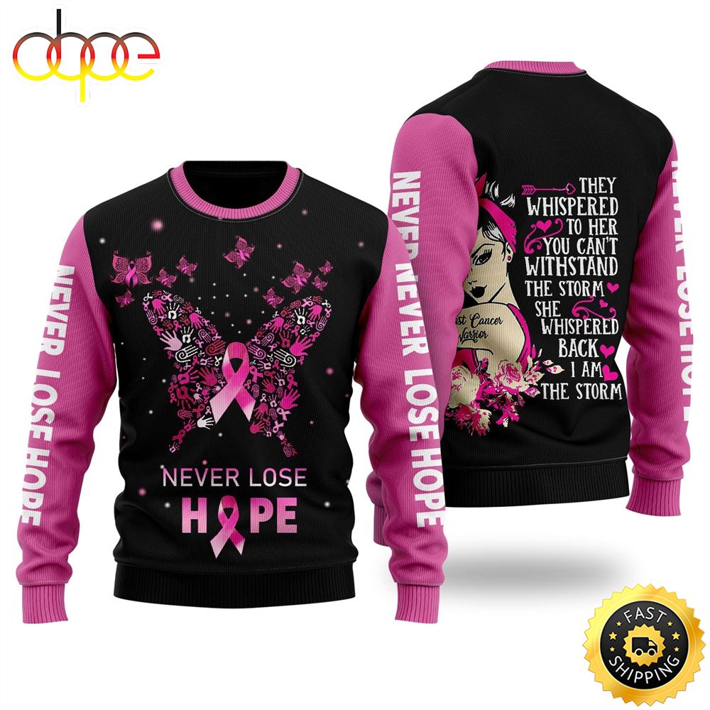 Breast Cancer Warrior Ugly Christmas Sweater Kqo4zh