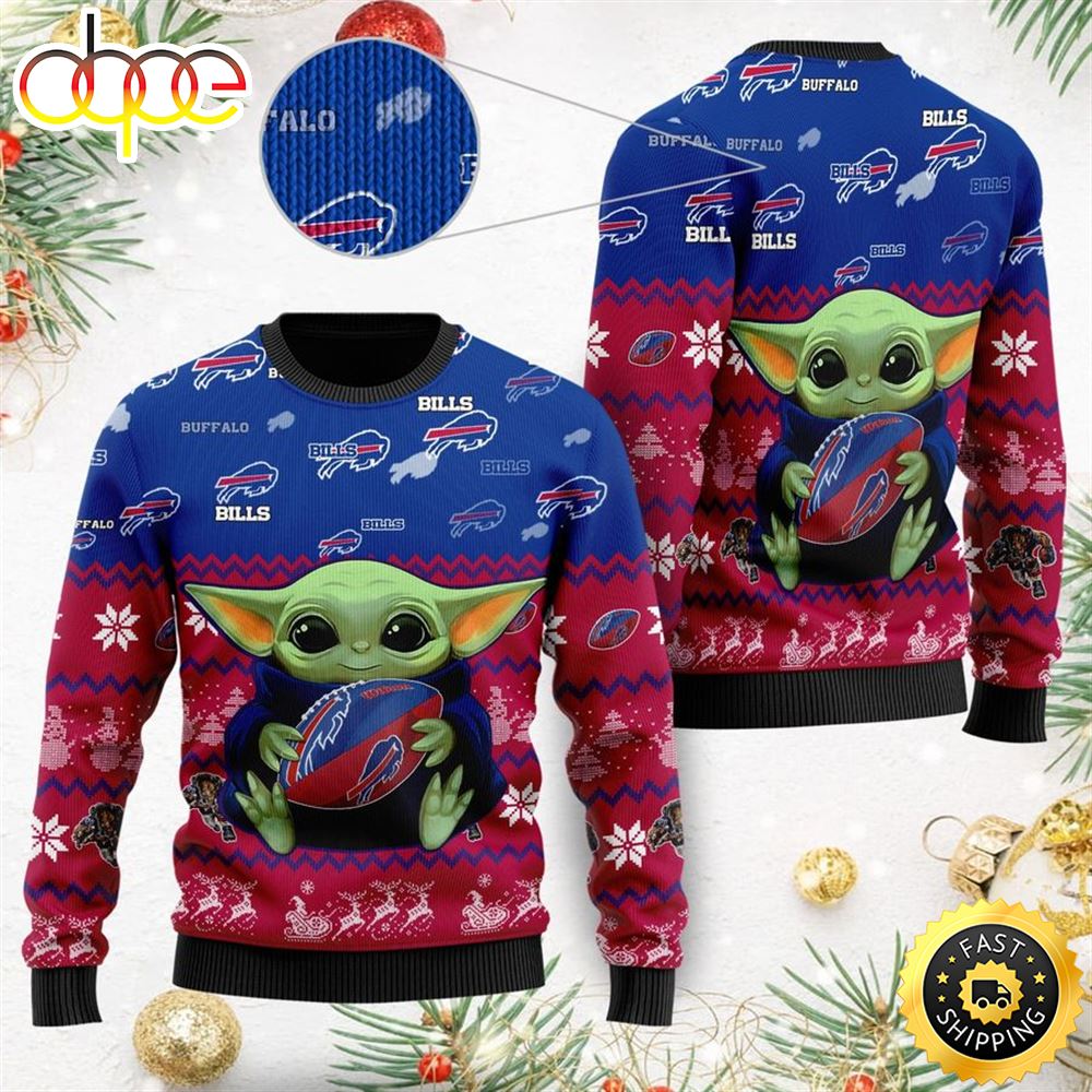 Buffalo Bills Baby Yoda Shirt For American Football Fans Ugly Christmas Sweater U7cu5p