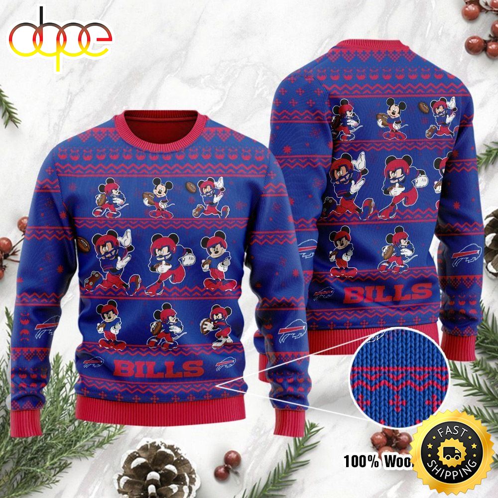Buffalo Bills Gifts Mickey Mouse Player Christmas Ugly Sweater 1 F9l0pk