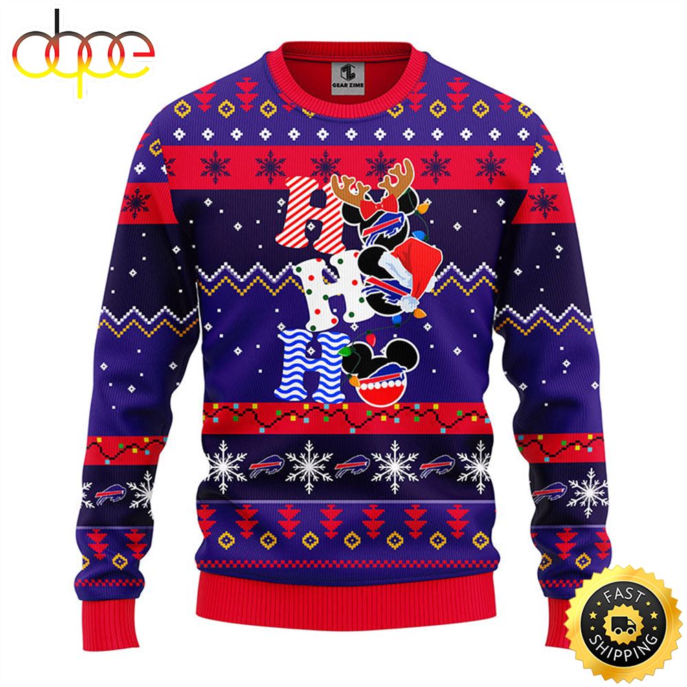 Buffalo Bills HoHoHo Mickey Christmas Ugly Sweater 1 Rktwf7