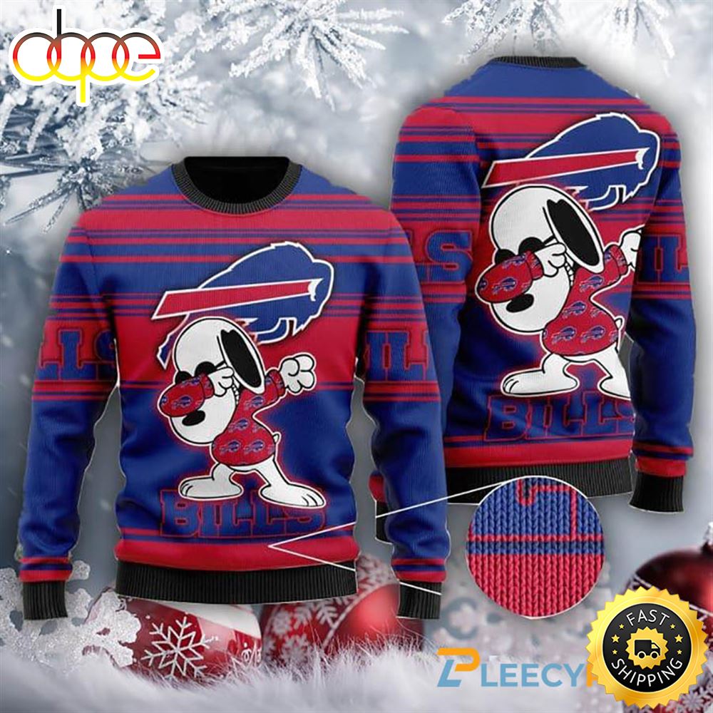 Buffalo Bills Snoopy Dog Christmas Ugly Sweater - Growkoc