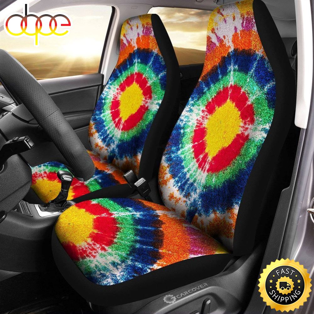 Bullseye Tie Dye Car Seat Covers Custom Hippie Car Accessories Fruj05