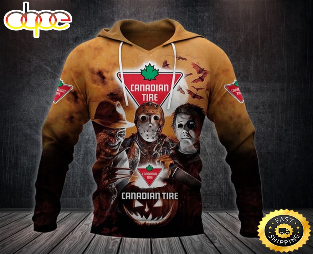 Canadian Tire With Michael Myers And Freddy Krueger And Jason Voorhees Pumpkin Halloween 1 All Over Print Hoodie Hsljmg