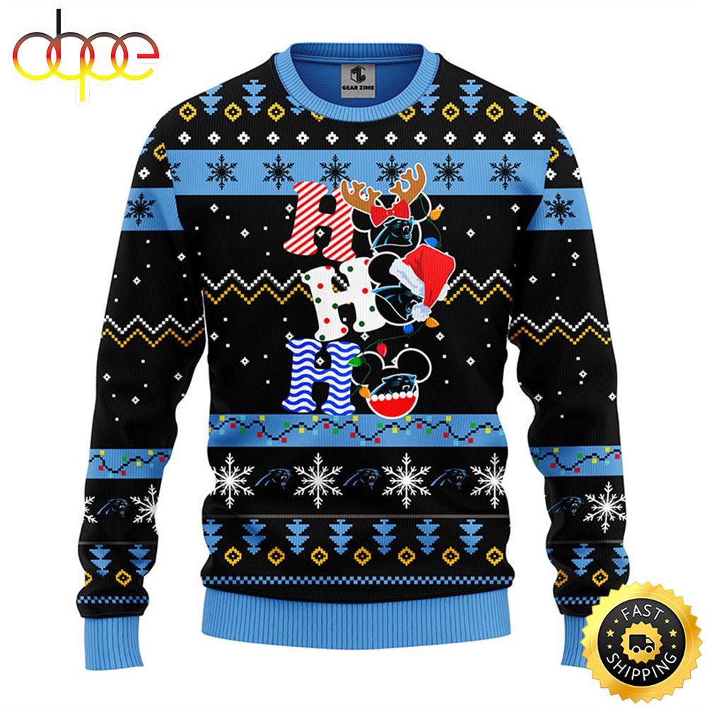 Carolina Panthers HoHoHo Mickey Christmas Ugly Sweater 1 Phaf57