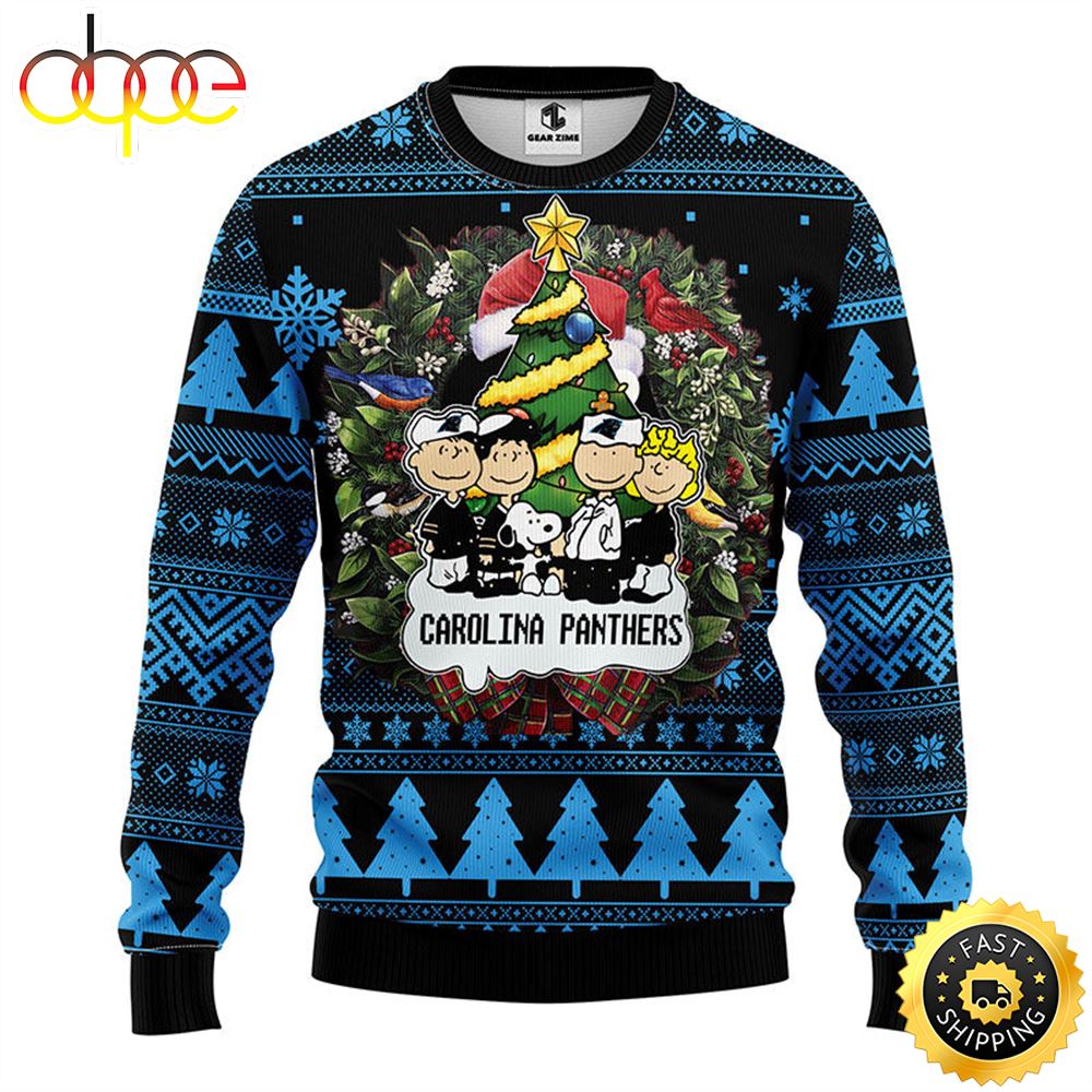 Carolina Panthers Snoopy Dog Christmas Ugly Sweater 1 I8ogcq