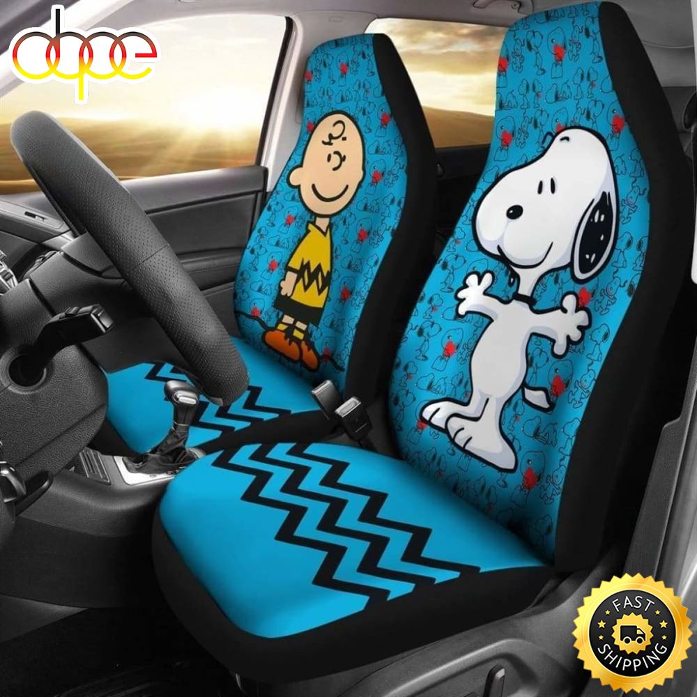 Charlie Snoopy Aqua Blue Color Cartoon Car Seat Covers Universal Fit 1 Vd73ce
