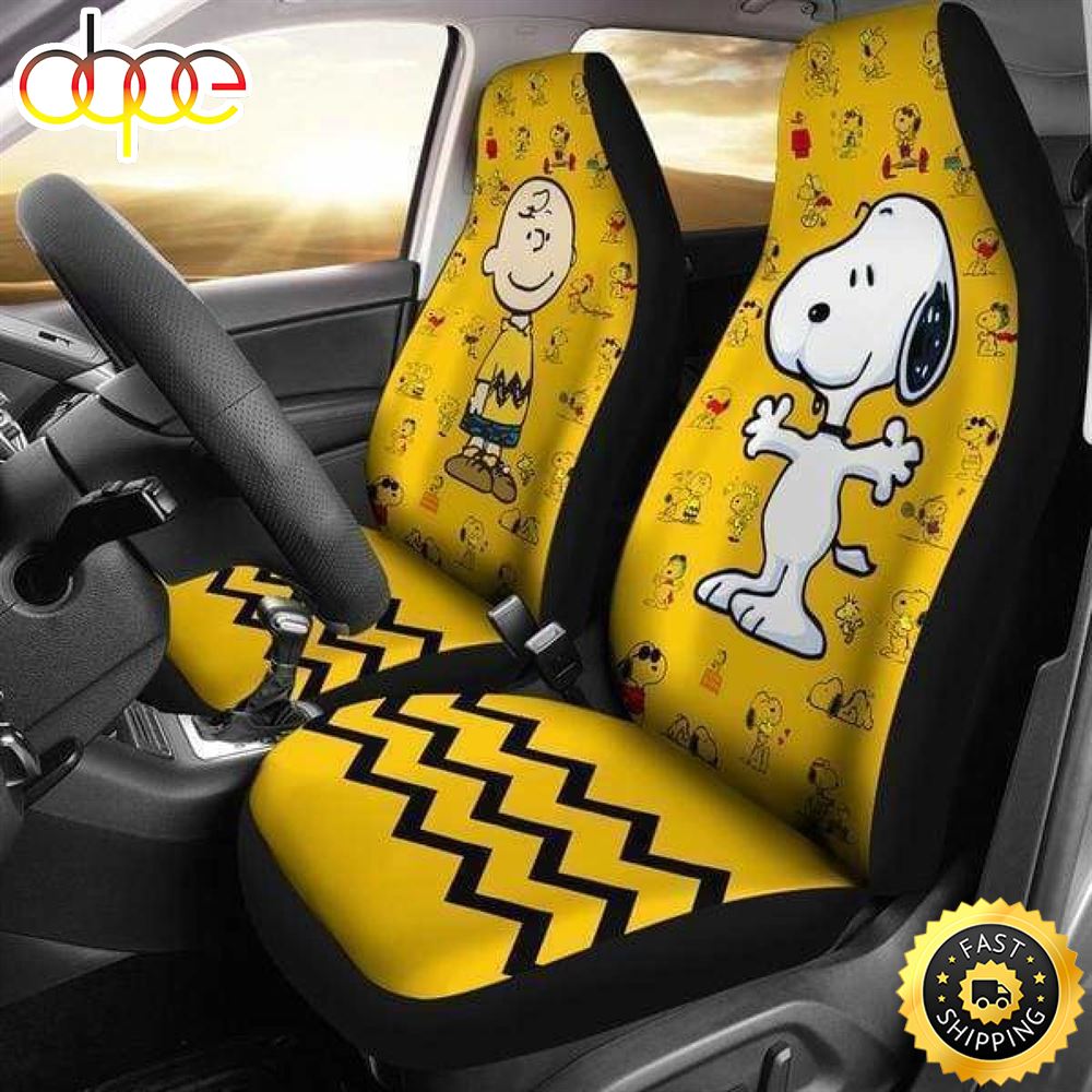 Charlie Snoopy Yellow Theme Car Seat Cover Universal Fit 1 Zftclu