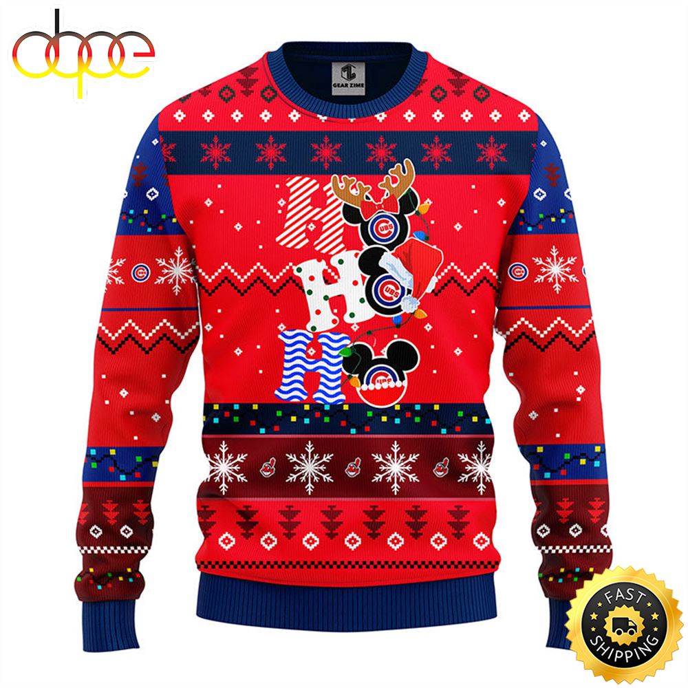 Chicago Cubs Hohoho Mickey Christmas Ugly Sweater 1 Pvmga3