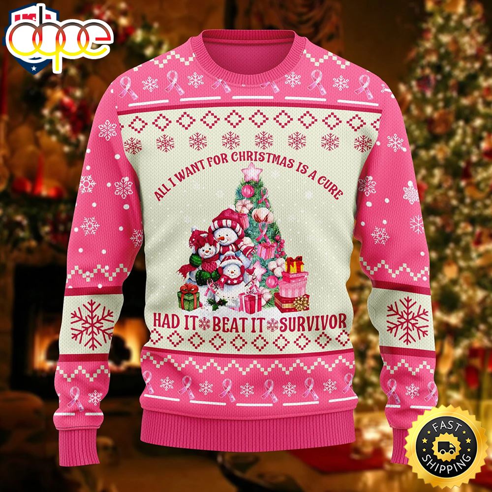 Christmas Breast Cancer Ugly Christmas Sweater Biuhgg