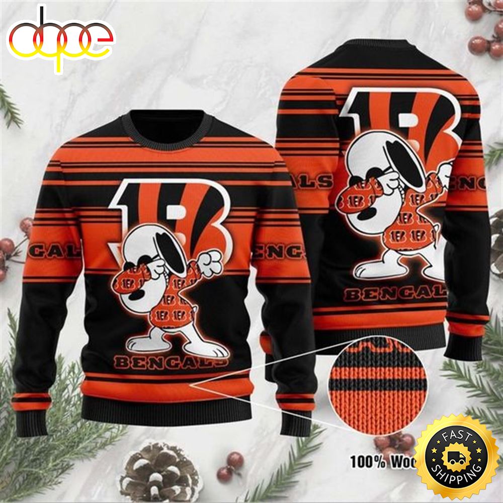 Cincinnati Bengals Dabbing Snoopy NFL Christmas Ugly Sweater 1 Mkk97i