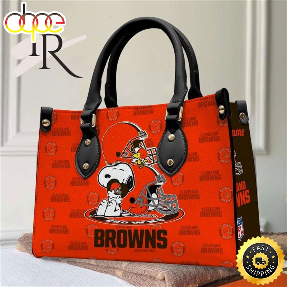 Cleveland Browns NFL Snoopy Women Premium Leather Hand Bag 1 Ysexjv