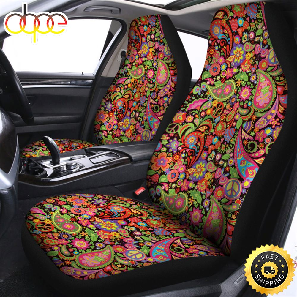 Colorful Hippie Peace Signs Print Universal Fit Car Seat Covers Zhqhti