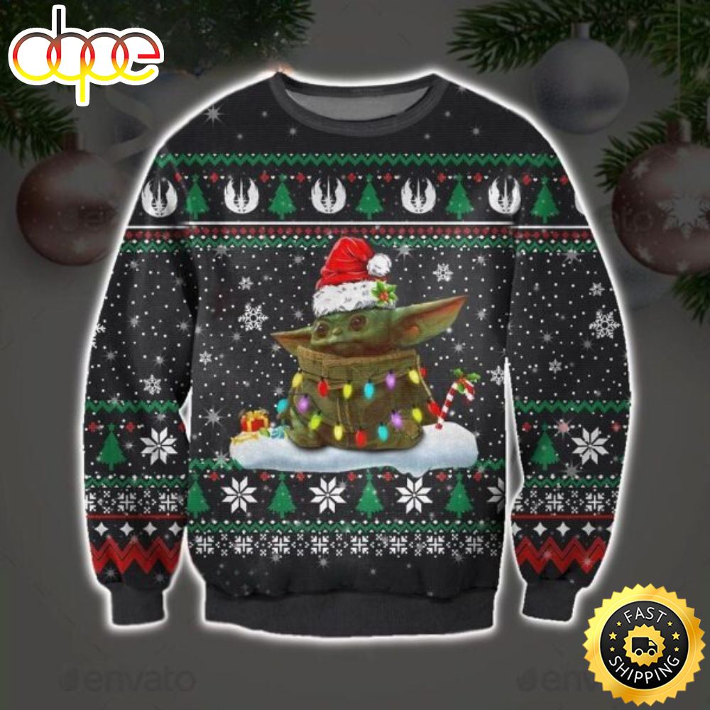 Cincinnati Bengals Baby Yoda Star Wars Christmas Light Ugly Sweater - Bengals  Christmas Sweater –