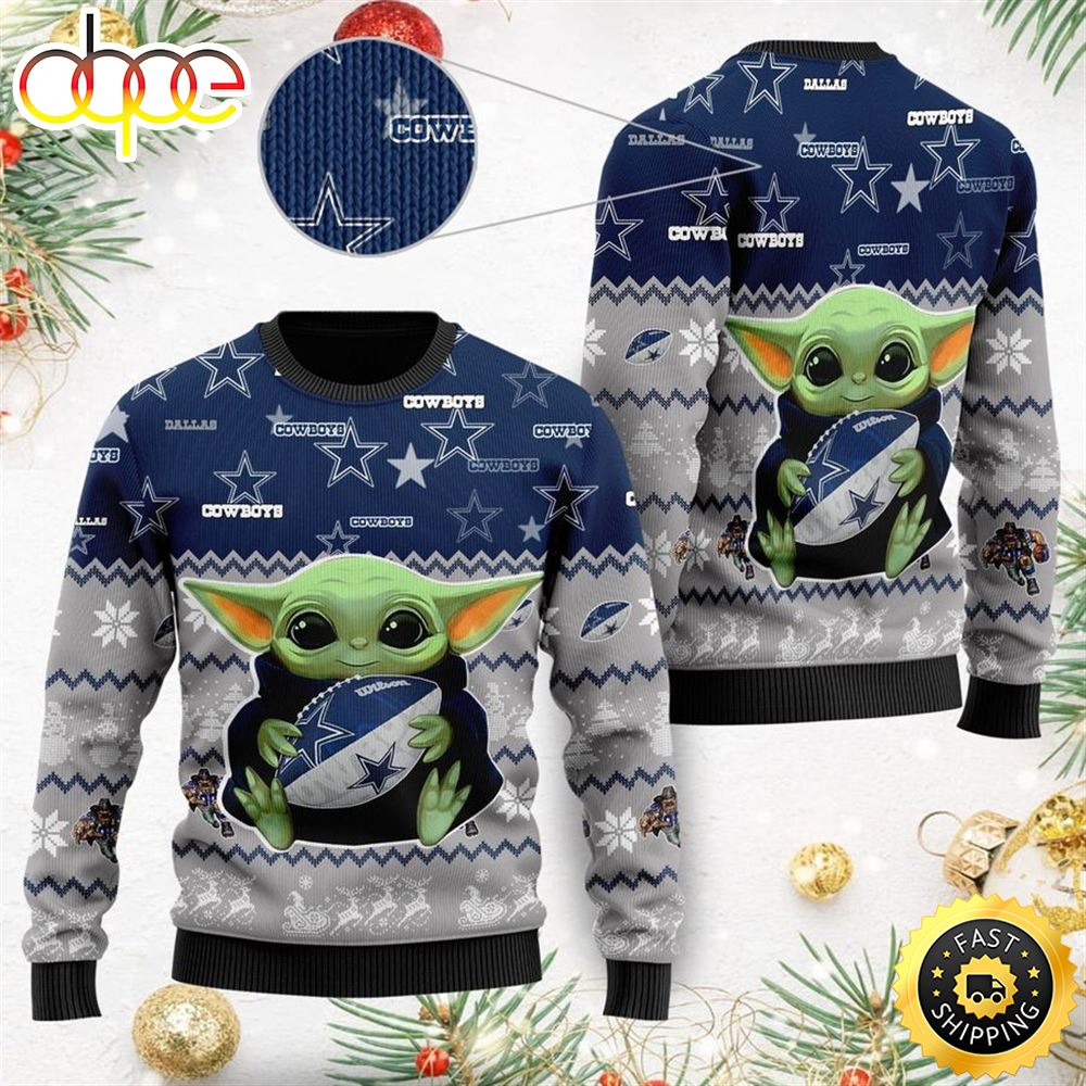Dallas Cowboys Baby Yoda Ugly Christmas Sweater Ugly Sweater Christmas Gldzaj