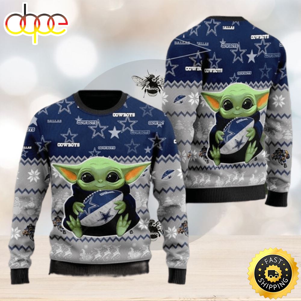 Dallas Cowboys Baby Yoda Ugly Christmas Sweater Kqwc8l