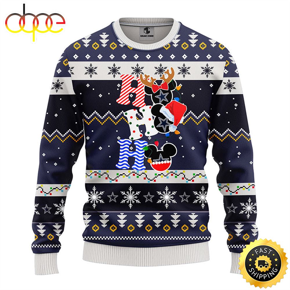 Dallas Cowboys HoHoHo Mickey Christmas Ugly Sweater 1 Wl2fch