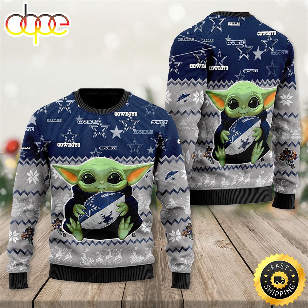 Dallas Cowboys Ugly Sweater Baby Yoda Ugly Christmas Sweater Axmxne