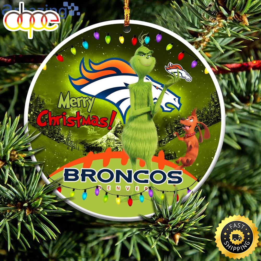 Denver Broncos NFL Funny Grinch Christmas Ornaments Ghhzbo