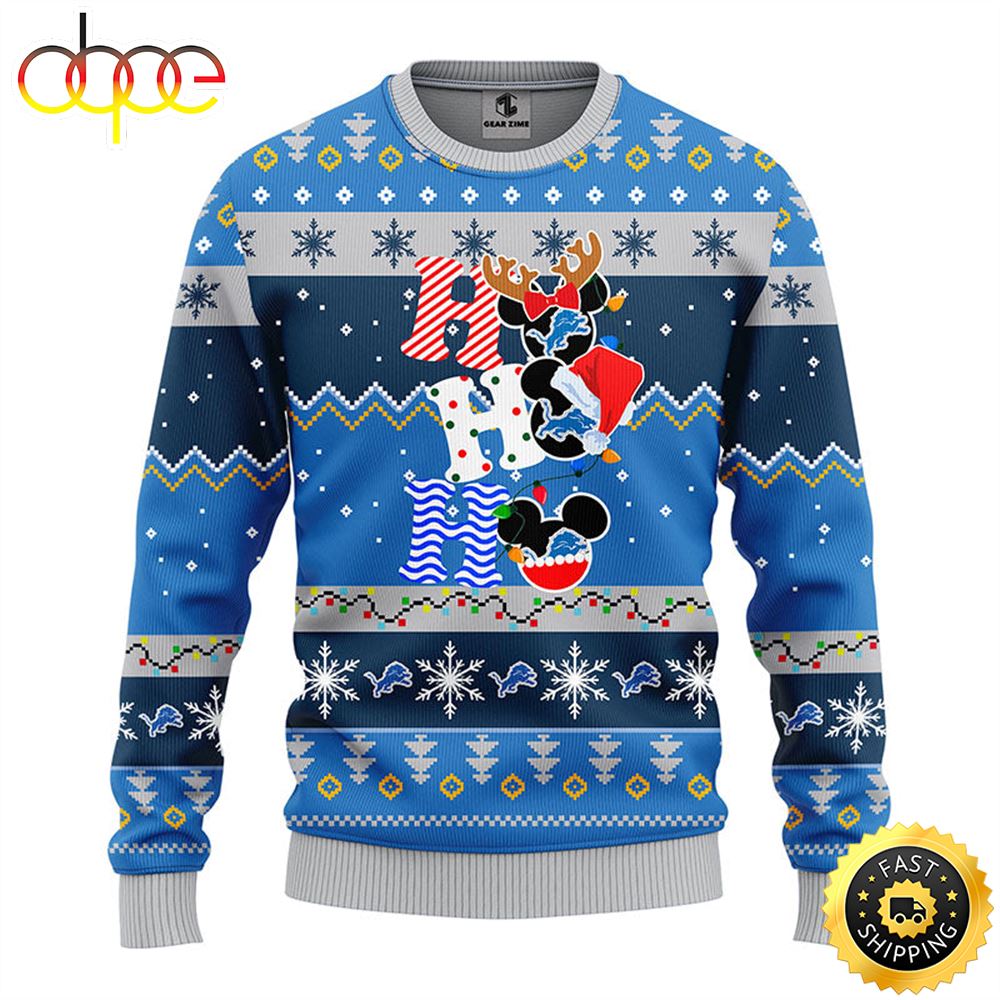 Detroit Lions HoHoHo Mickey Christmas Ugly Sweater 1 Oa6fr6