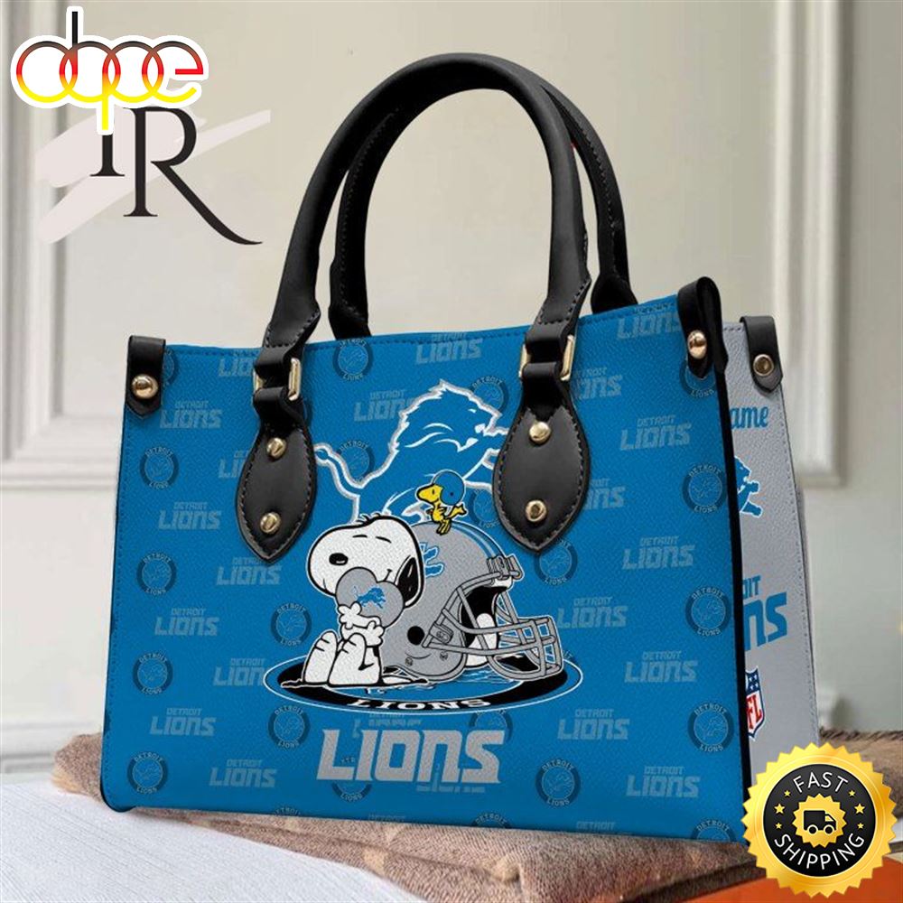Detroit Lions NFL Snoopy Women Premium Leather Hand Bag 1 F7botd