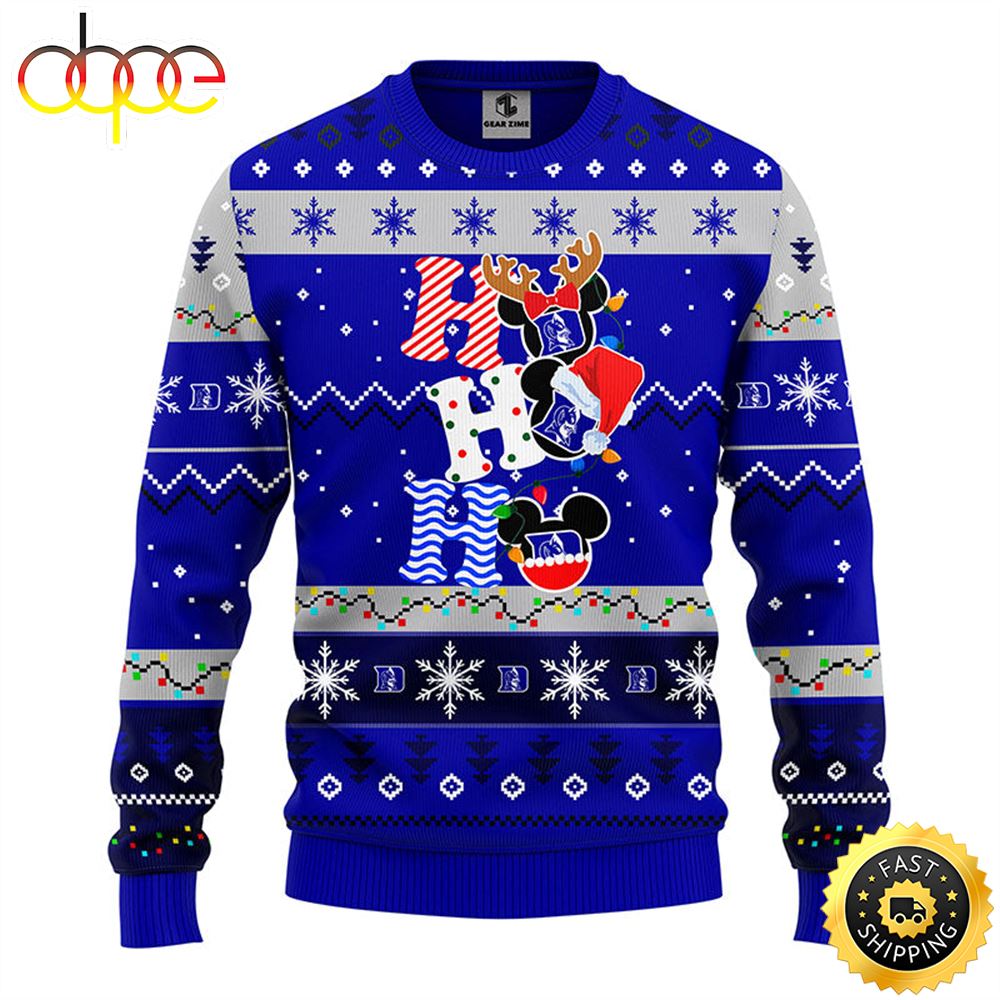 Duke Blue Devils Hohoho Mickey Christmas Ugly Sweater 1 Y5voou