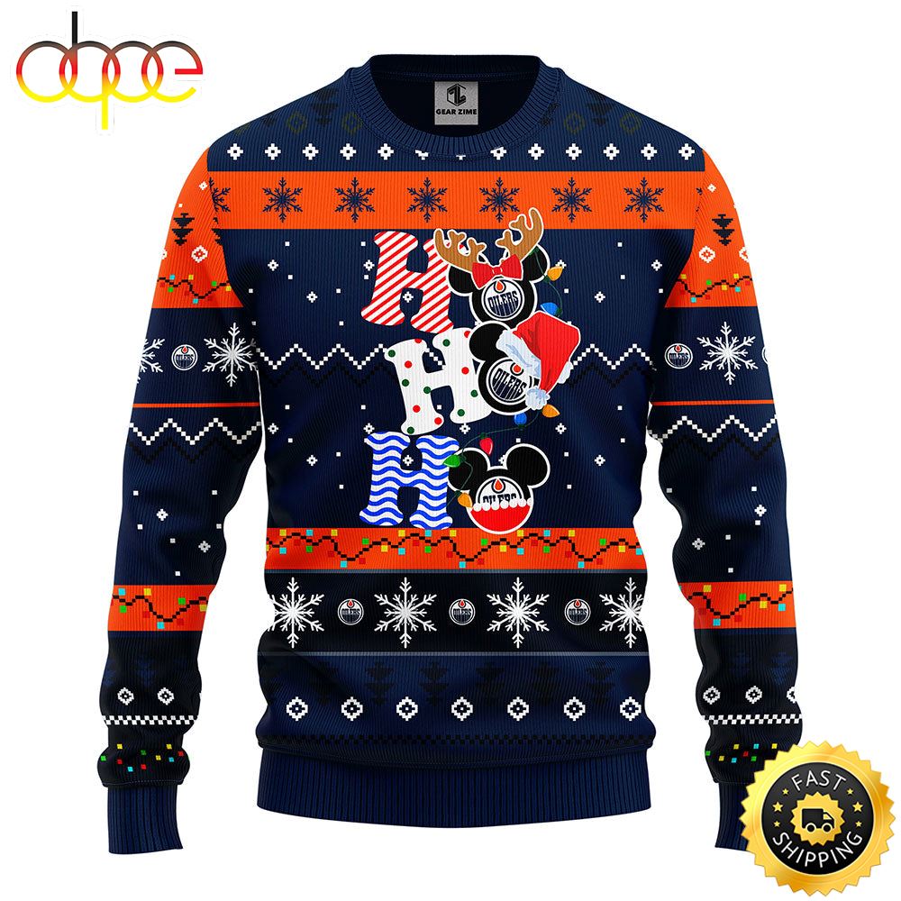 Edmonton Oilers Hohoho Mickey Christmas Ugly Sweater 1 Ufl7v5
