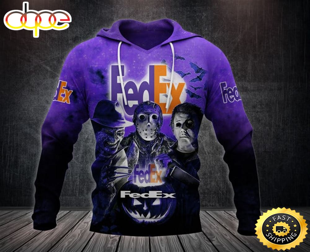 Fedex With Michael Myers And Freddy Krueger And Jason Voorhees Pumpkin Halloween All Over Print Hoodie Gtonoa