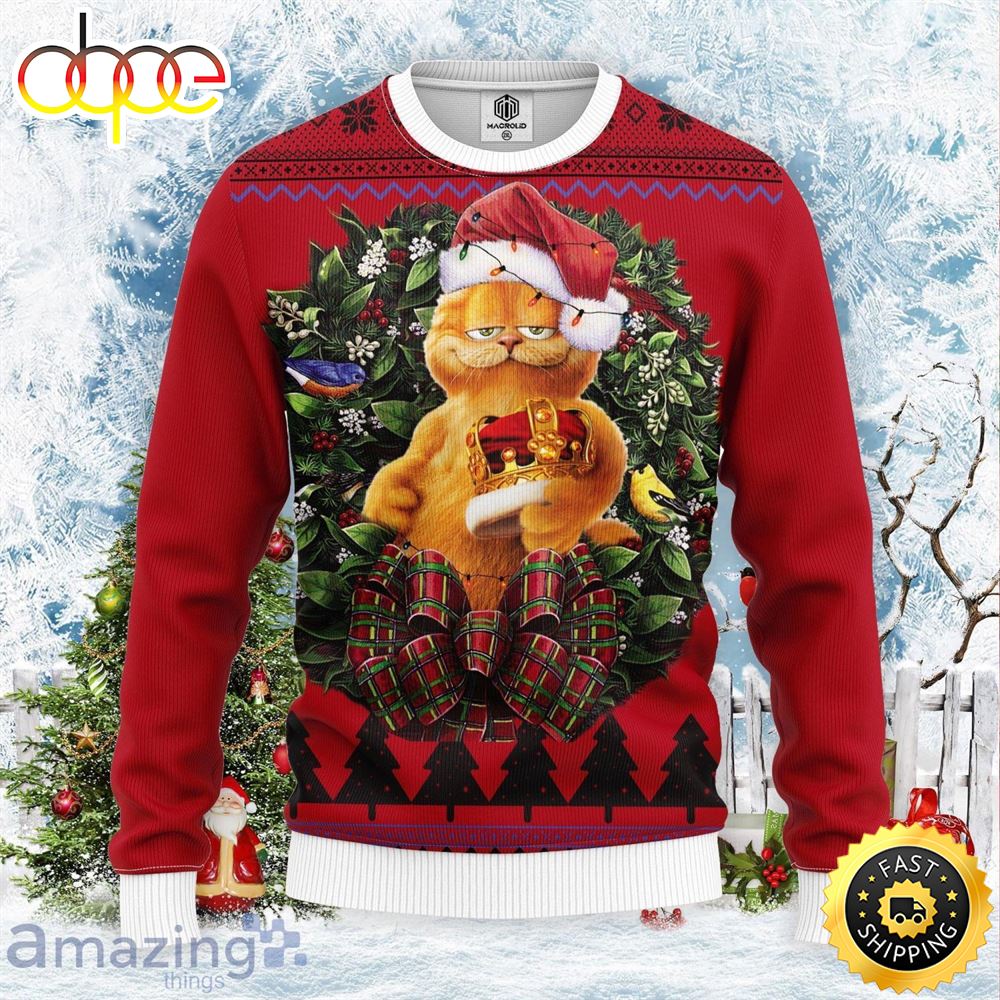 Funny Garfield King Noel Mc Thanksgiving Gift Cute Christmas Gift Ugly Christmas Sweater G15hxm
