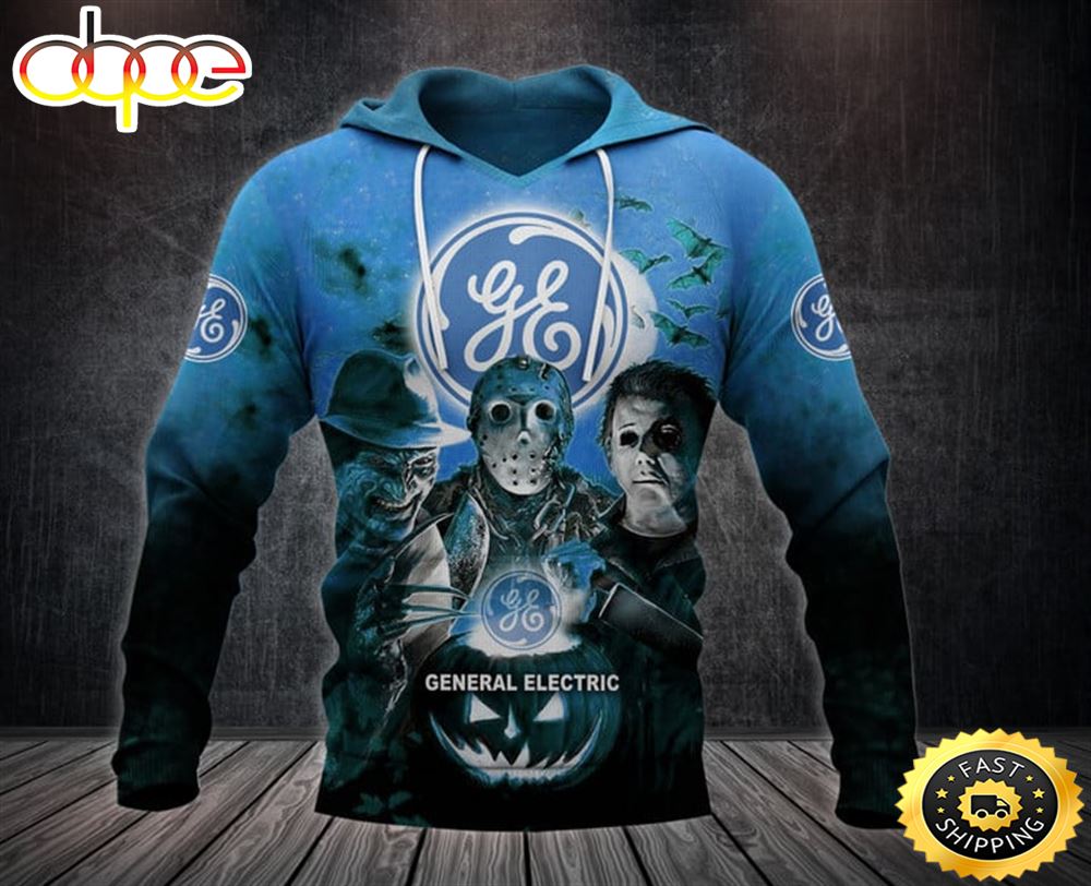 General Electric With Michael Myers And Freddy Krueger And Jason Voorhees Pumpkin Halloween All Over Print Hoodie Rzkxyt