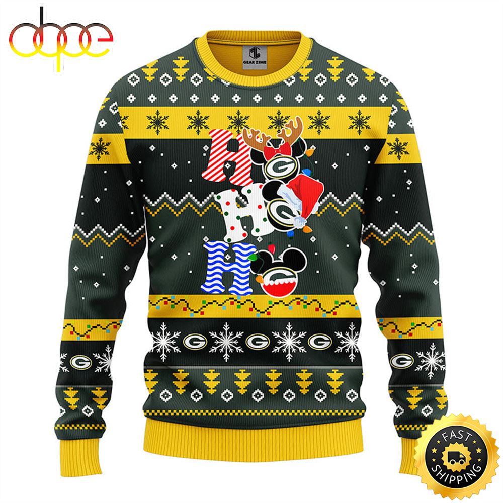 Green Bay Packers HoHoHo Mickey Christmas Ugly Sweater 1 Ichmjc