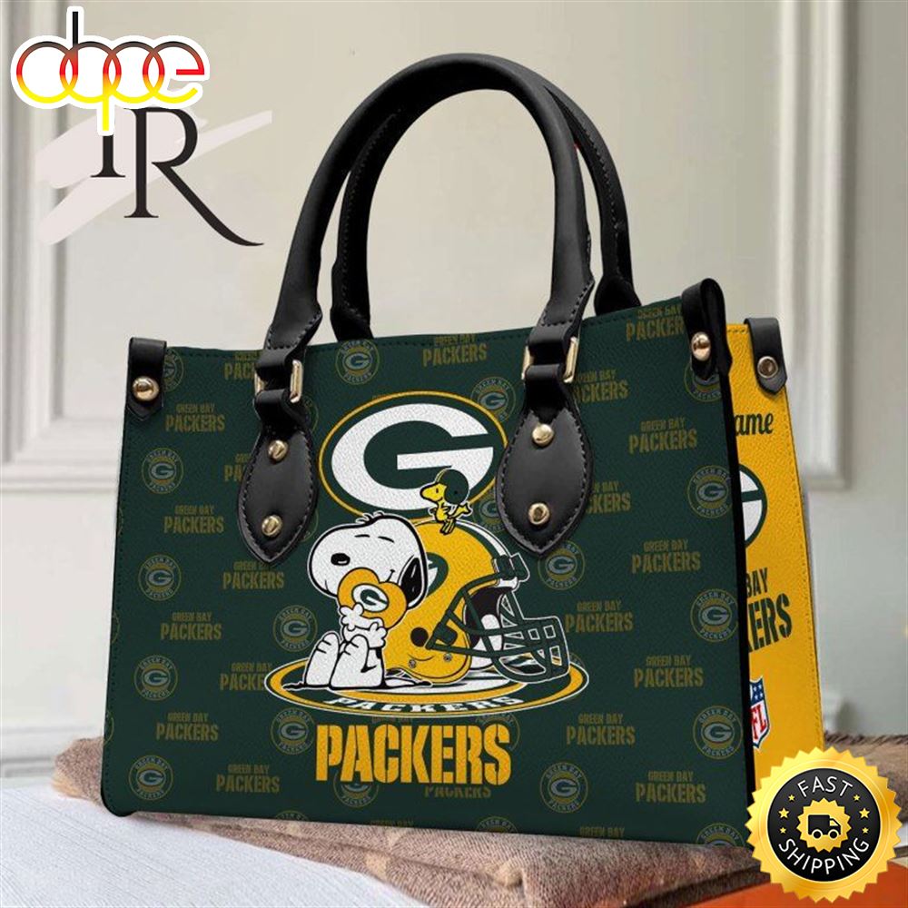 Green Bay Packers NFL Snoopy Women Premium Leather Hand Bag 1 Mredeq
