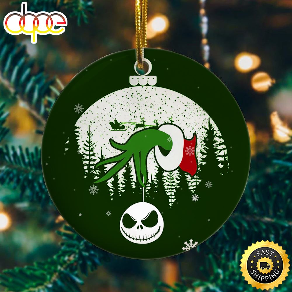 Green Character Jack Skellington Decorative Christmas Ornament Jhfczw