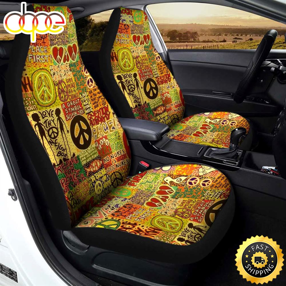 Hippie Car Seat Covers Custom Pattern Printed Car Accessories Era0zq