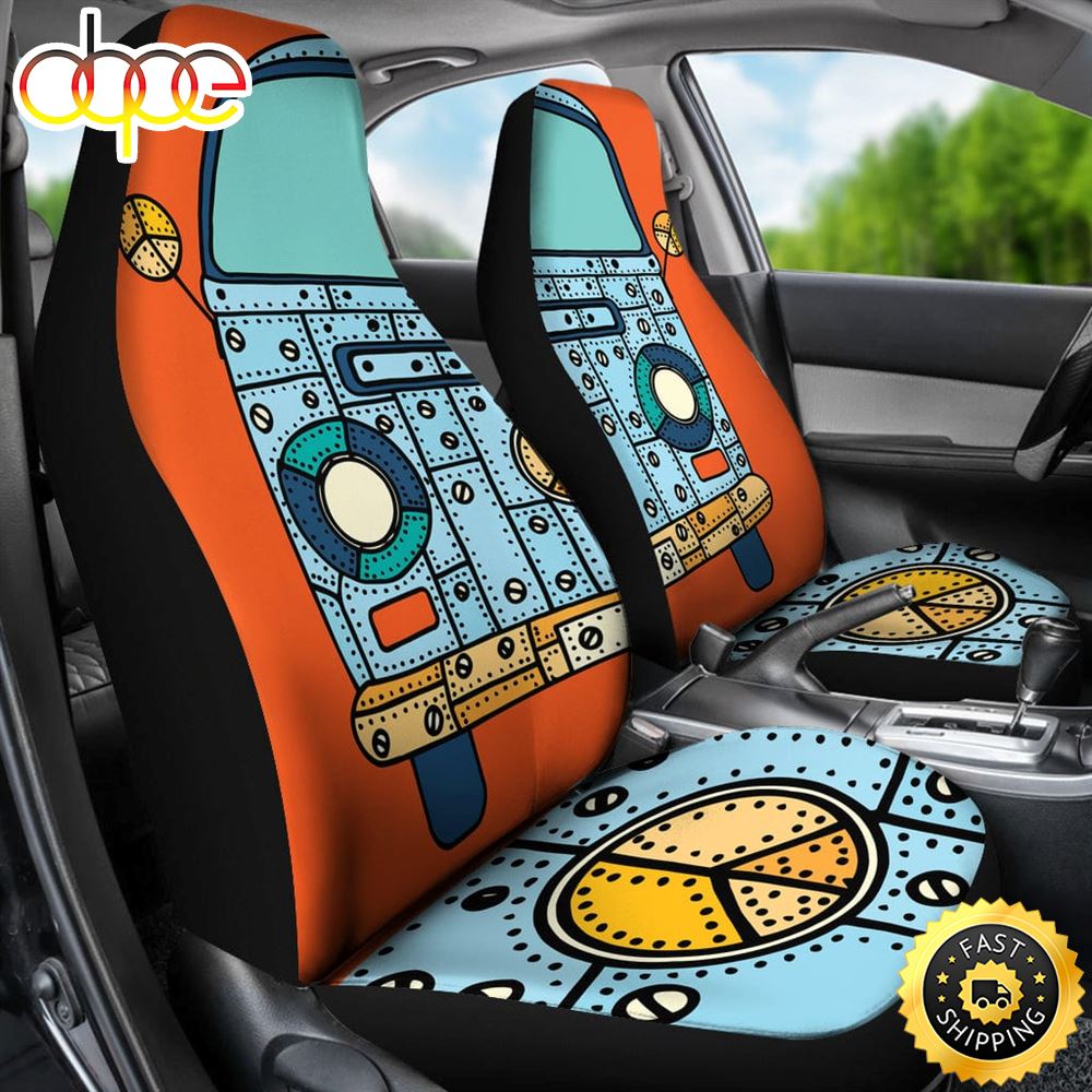 Hippie Car Seat Covers Hippy Van Peace Sign Patterns Seat Covers Set Of 2 Car Seat Protectors Pux7aa
