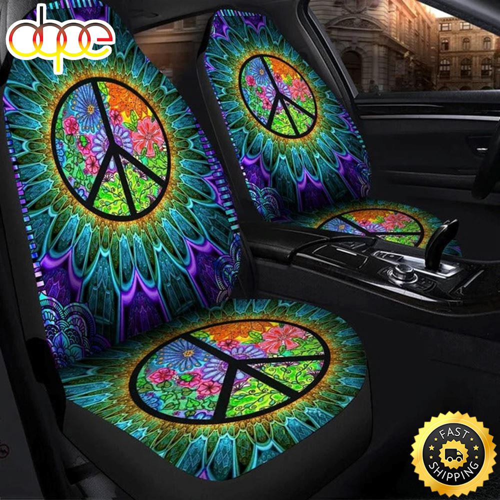 Hippie Front Car Seat Cover 3D Full Printed Hippie Auto Carseat Protector –