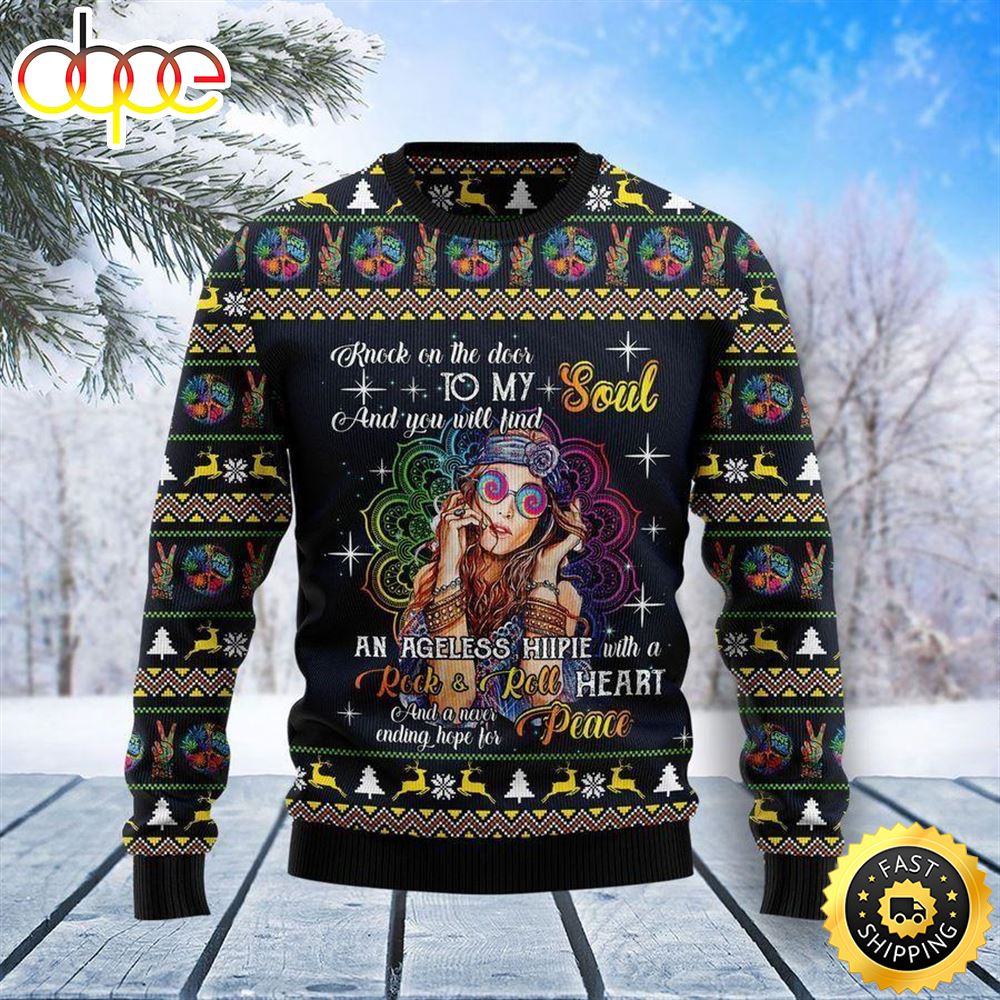 Hippie Girl Ugly Christmas Sweater For Men Women Adult J886ja