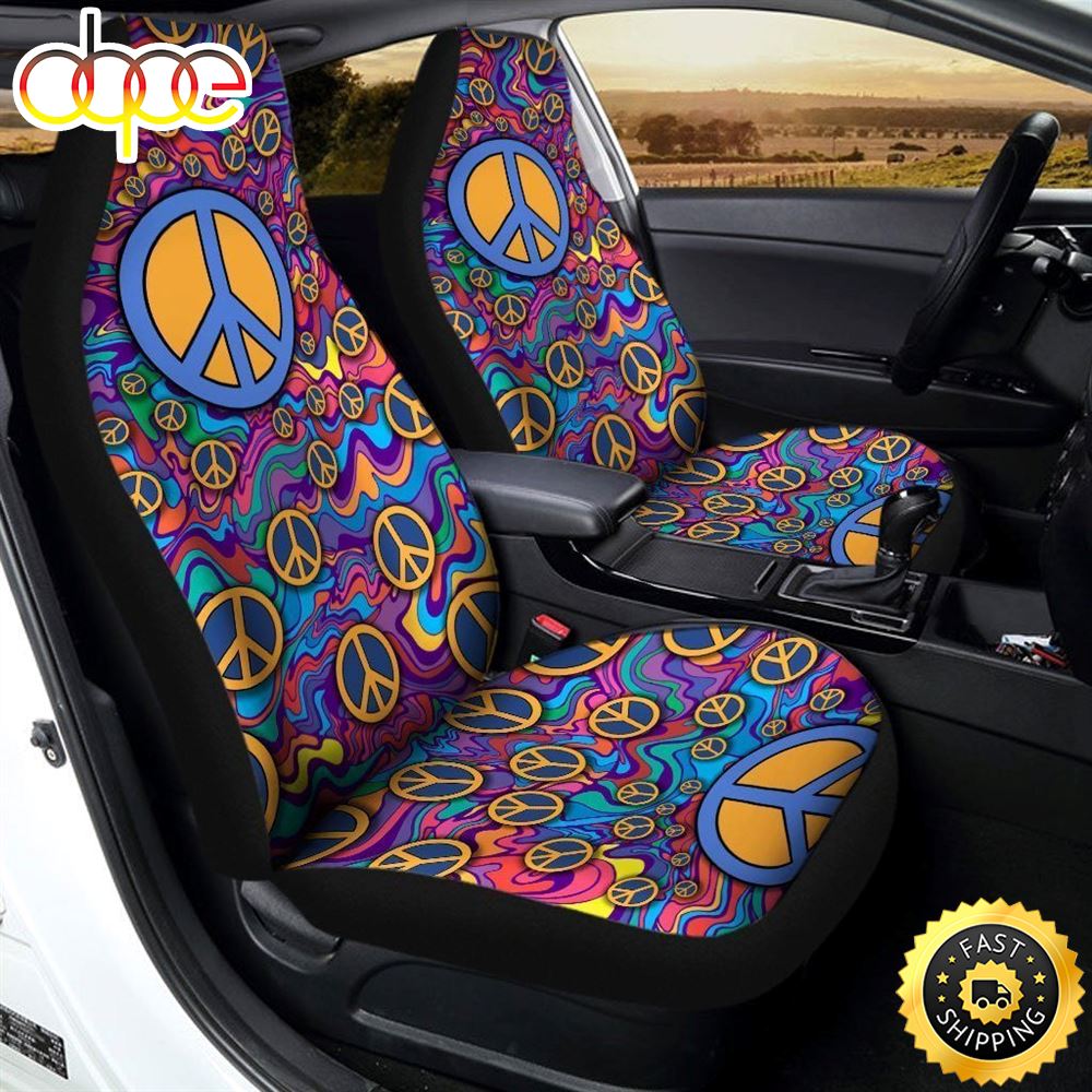 Hippie Peace Car Seat Covers Custom Symbols Car Accessories Tk0ytf