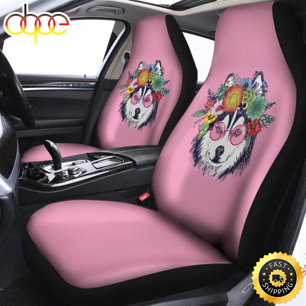 Hippie Siberian Husky Print Universal Fit Car Seat Covers Rgyr9d