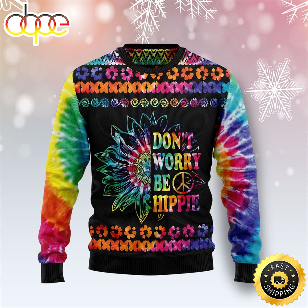 Hippie Tie Dye Color Ugly Christmas Sweater For Men Women Adult Tcwtmk