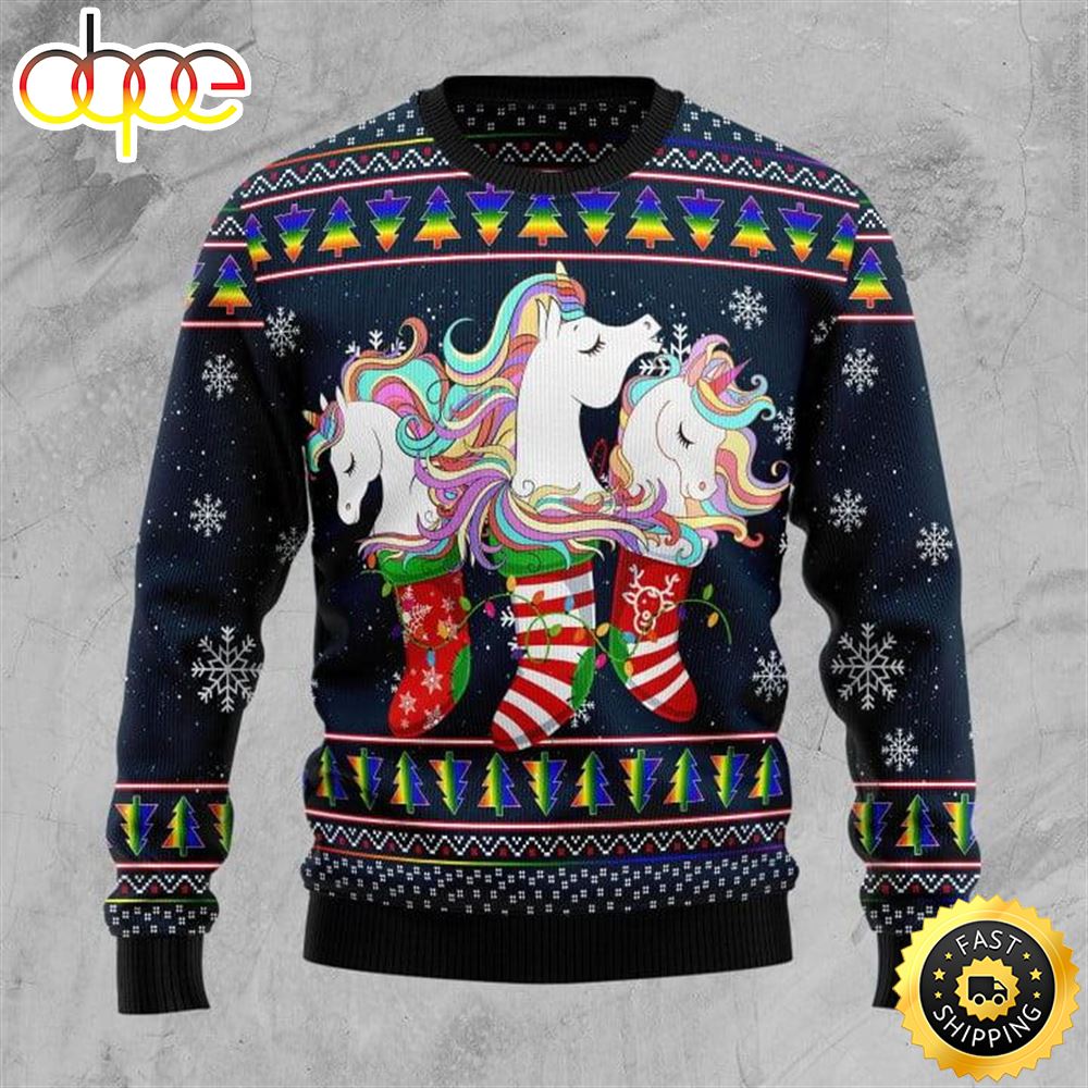 Hippie Unicorn Socks Xmas Ugly Christmas Sweater Zvst2s