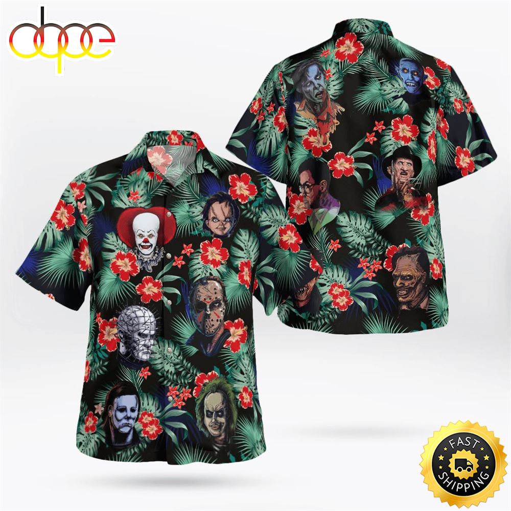 Horror Movie Retro 3D Hawaiian Shirt Fiei10