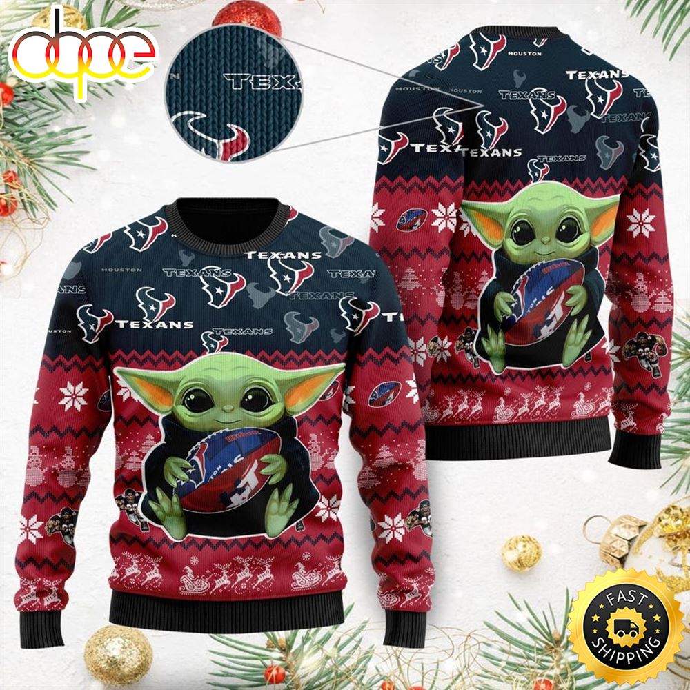 Houston Texans Baby Yoda Ugly Christmas Sweater Ugly Sweater Christmas Xnvars