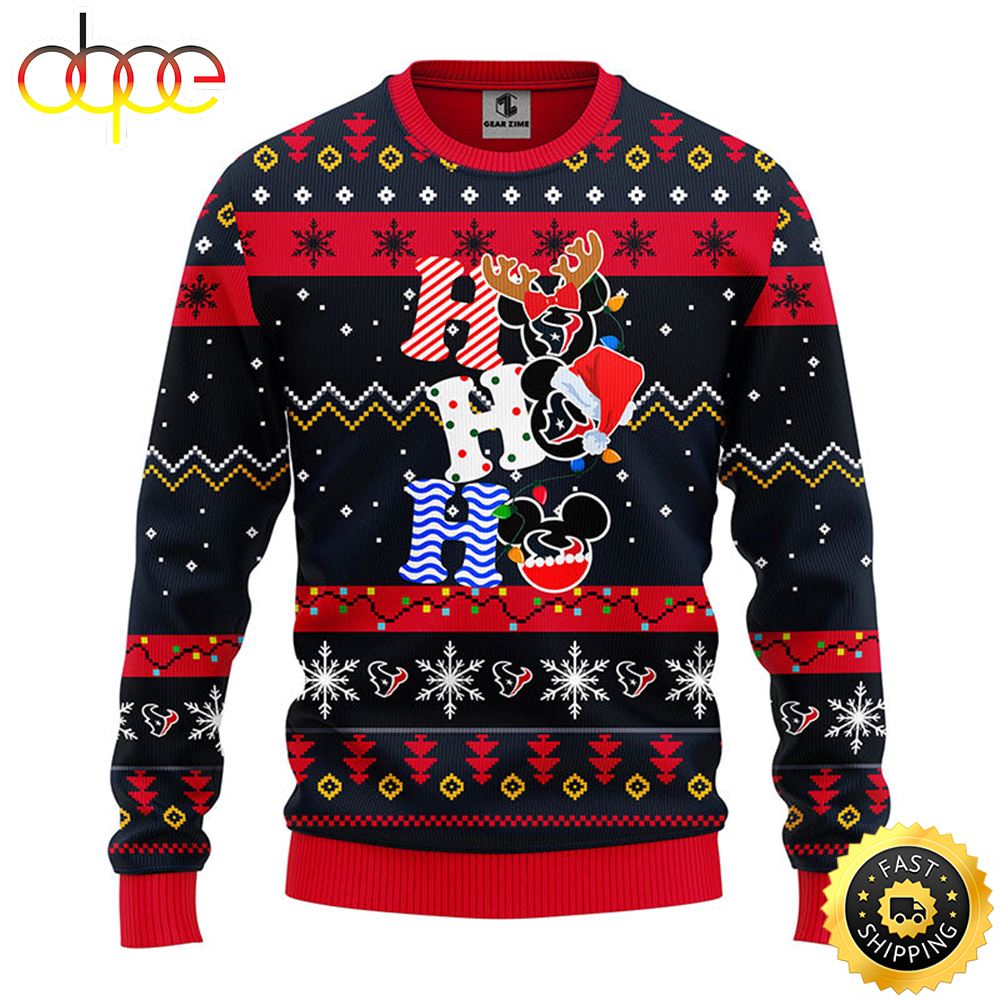 Houston Texans HoHoHo Mickey Christmas Ugly Sweater 1 Fks8ya