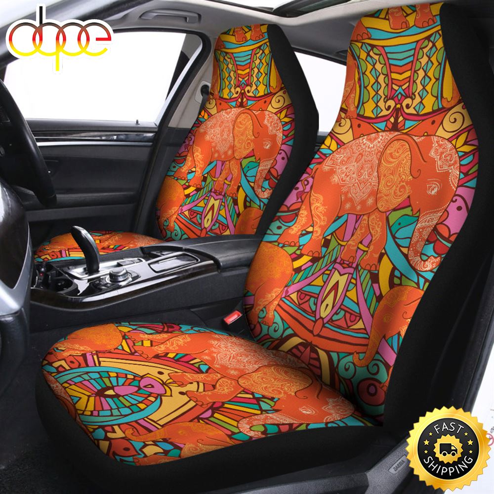 Indian Boho Hippie Elephant Print Universal Fit Car Seat Covers Tj7vfy