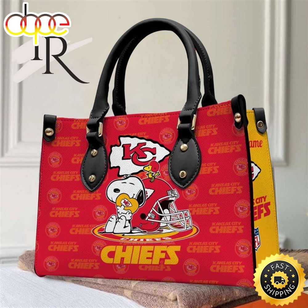 Kansas City Chiefs NFL Snoopy Women Premium Leather Hand Bag 1 Huqjbb