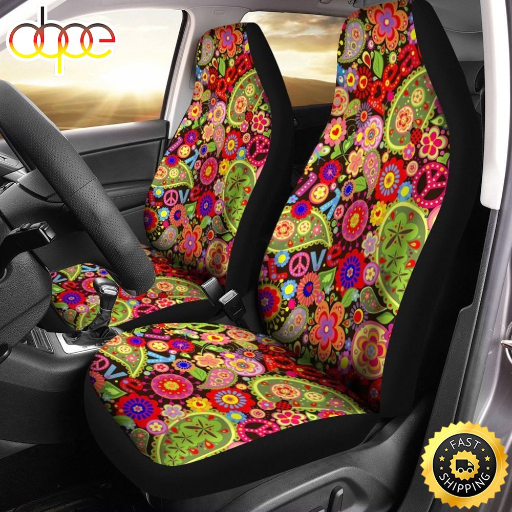 Love Peace Car Seat Covers Custom Hippie Paisley Pattern Z6xwvp